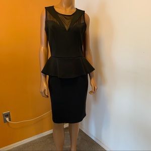 Black Warehouse peplum dress with mesh front